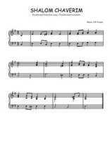 Téléchargez l'arrangement pour piano de la partition de Shalom chaverim en PDF